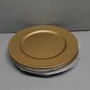 SOUJOY 12 Pack Plastic Gold Charger Plates, 13 Inch Dinner Plate, Leaf Trim Antique Charger Plate for Weddings, Parties, Anniversary, Thanksgiving, Christmas