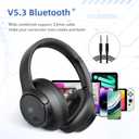 Eduiosma Active Noise Cancelling Headphones, Wireless Over Ear Bluetooth Headphones with Microphone, Transparency Mode, 70H Playtime, Hi-Res Audio, Deep Bass, Bluetooth 5.3, Lightweight Design,Black