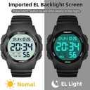 Beeasy Mens Digital Sports Watch, 50M Waterproof 49mm Rubber Strap Mens Watches with Stopwatch, Countdown Timer, Alarm & Dual Time—Ideal for Sport, Gym, Running, Referee, School & Daily Wear