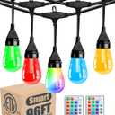 Lightdot 96FT Outdoor RGB String Lights, Dimmable Color Changing Waterproof LED Patio Lights with Remote Control,Commercial Grade Hanging Light for Patio Cafe Bistro Backyard- ETL Listed