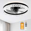 DAMINY Ceiling Fans with Lights and Remote, 6CCT,Dimmable Low Profile Ceiling Fan with Light, Flush Mount Bladeless Ceiling Fan,6 Speeds,20 inch Black Modern
