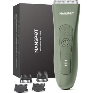 MANSPOT Manscape Hair Finishing Trimmers, Pubic Hair Trimmer for Men and Women, Electric Ball Trimmer Pubic Shaver,Hypoallergenic Ceramic Blade Heads,Waterproof Wet/Dry Groin Shaver,20 Times Usage (Green)