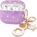Bling Airpods iPods Pro 3 Case Cover 2025, VISOOM Rhinestone Airpods Pro 3 Cases Cute Glitter Jewelry Airpod iPod Pro3 Cases for Sparkly Apple AirPods iPods Pro 3rd Gen Case with Keychain for Women