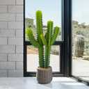 Artificial Cactus Plants, 3ft Tall UV-Resistant Fake Desert Cacti Plant in Brown Pot, Faux Floor Plants for Home Office Hotel Patio Balcony or Garden Indoor Outdoor Decor