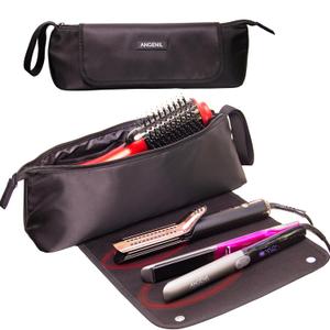 ANGENIL Hair Iron Tools Travel Bag with Heat Resistant Mat, for Curling Iron Wand, Flat Irons, Thermal Brush, Hair Dryer, 2 in 1 Portable Hot Tool Mat Hair Accessories Organizer for Women (Black)