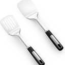 Stainless Steel Spatula Set, 2 Piece Heavy Duty Metal Turner Set, Thickened Solid & Slotted Spatula for Cooking, Heat Resistant Kitchen Utensils for Frying Fish, Eggs, Steak or Pancakes