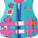 HeySplash Toddler Swim Vest, Kids Floaties Swimming Jacket, Jumper Swimsuit with Adjustable Strap, Float Puddle Vest, Buoyancy Swimwear for Girls and Boys Aged 6-9 Years / 50-80lbs, Lake Blue