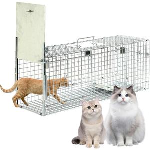 32 Inch Animal Trap Cage,Folding Live Animal Trap Cage for Stray Cats,Raccoons,Armadillos and Rabbits