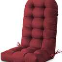 DANGHOOGY Outdoor/Indoor Adirondack Chair Cushion, Waterproof Outdoor Rocking Chair Cushion with Ties, Tufted Replacement Seat Cushions for Outdoor Furniture, Red