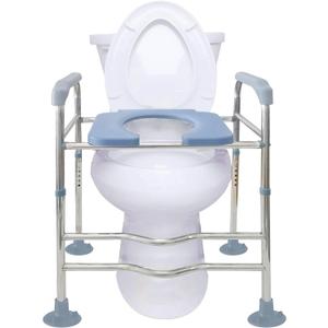 Raised Toilet Seat with Arms, 22in Width, Height Adjustable, Reinforced and Anti-Skid Design, Commode Chair and Safety Frame for Most Toilets Bathroom Assist Frame for Elderly, Handicap, Widen