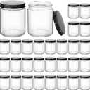 KEYWING 30Pack 8oz Candle Jars with Lids, Clear Glass Jars with Black Metal Lids, Empty Jar for Candle Making, Powders, Cream