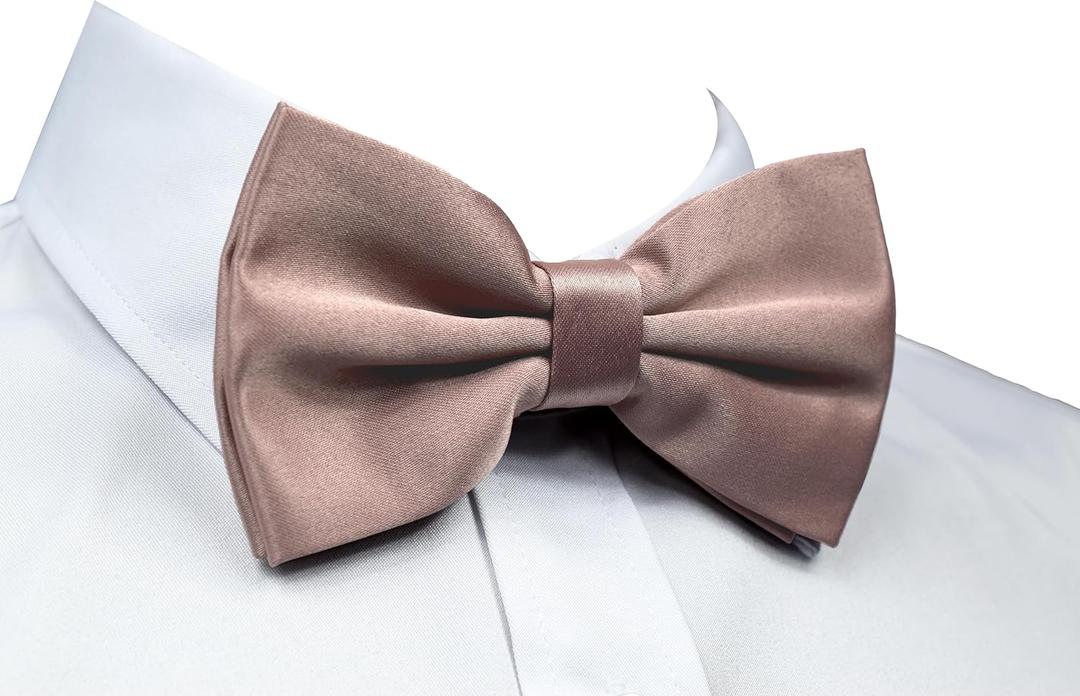 trilece Bow Ties for Men - Men's Solid Pre-tied Clip on Bowties for Formal Wear - Adjustable Bow Tie - Bow ties for Woman (Rose Gold), Pack of 