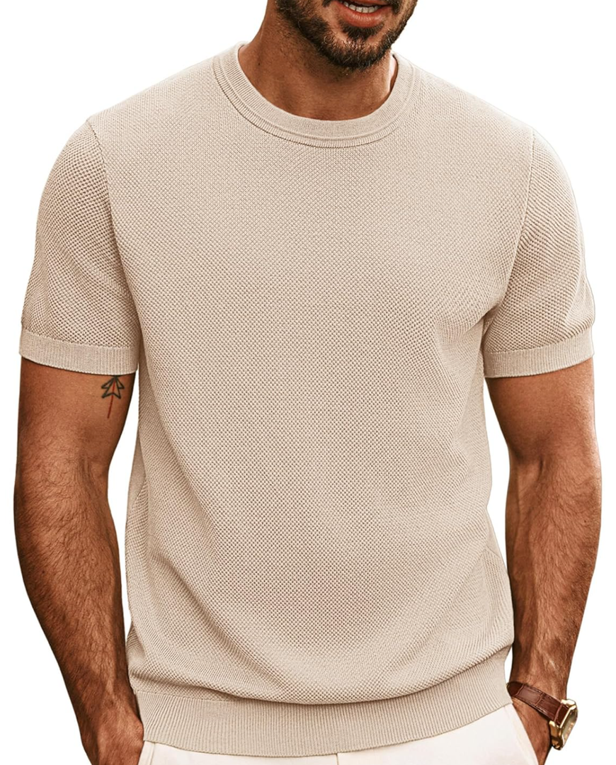 PJ PAUL JONES Mens Casual T-Shirts Classic Short Sleeve Knit Tees Crewneck Solid Tee Shirts, Large