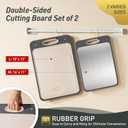 2 Packs Stainless Steel Cutting Board Set, Best Non Toxic Cutting Boards for Kitchen, Double Sided Metal Chopping Board for Meat/Fruit/Vegetables, Food Grade Kitchen Set Gift, [1611+1812 Inch] (Dark Gray)
