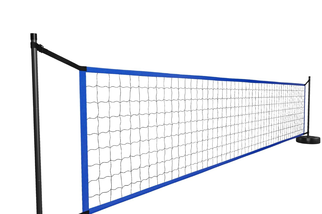 Pool Volleyball Net Set with Weighted Base 15-32ft Adjustable Net for Inground Pools Portable Outdoor Volleyball Set for Pool with 2 Balls for Adults Teens Backyard Party Fun