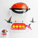 Hummingbird Feeder Helmet | Hands-Free Outdoor Observation Device | 4 Feeding Ports Design | Adjustable Headband | Lightweight & Durable PVC (red-2)