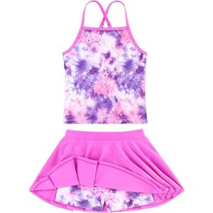 Girl Tankini Tie Dye Swimsuit Two Piece Bathing Suit Hawaii Swimwear Quick Dry Size 11 12