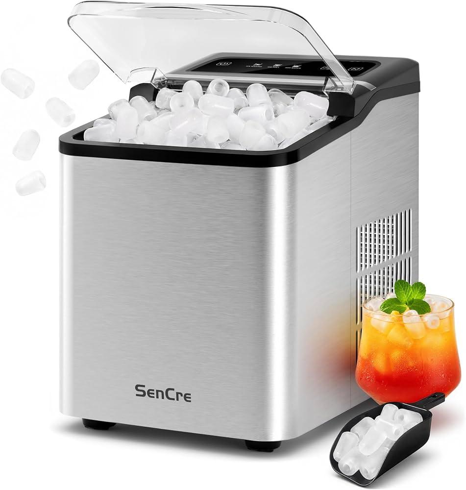 Ice Makers Countertop, 26.5Lbs/24H Ice Machine with 2 Sizes Bullet Ice, 9 Ice Cubes Release in 6 Mins, Self-Cleaning Portable Ice Maker with Ice Scoop and Basket for Home Kitchen Office Bar RV
