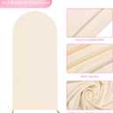 Wokceer 6FT Wedding Arch Backdrop Cover Spandex Fitted Beige Arch Covers Round Top Chiara Arches Cover for Wedding Birthday Party Ceremony Banquet Decoration