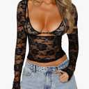 Women Y2K Backless Lace Crop Top Open Back Sheer See Through Going Out Tops S