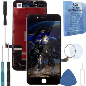 for iPhone 7 Plus 5.5 Inch Black Retina HD 3D Touch LCD Digitizer Display Screen Replacement Frame Assembly with Repair Tool kit Compatible Model A1661 A1784 A1785