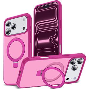 Compatible with iPhone 17 Pro Max Case with Ring Stand,Magenta