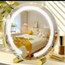 Bearolve Vanity Mirror with Lights, 12" LED Makeup Mirror, HD Professional Mirror, Smart Touch with 3-Color Lighting, Dimmable, 360° Rotation, Lighted Up for Makeup Desk, Bedroom (Gold)