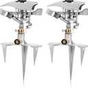 2 Pack Large Impact Sprinklers for Yard Heavy Duty Lawn Sprinkler with Metal Head on Spike Base Adjustable Pulsating Water Sprinkler for Large Area Patio Yard Lawn Garden Irrigation