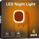 6 Pack Plug in Amber Night Light, Auto Dusk to Dawn, Soft Glow, Dimmable, Diffused Light, LED Lights for Bedroom, Kids, Bathroom, Sleep, Baby Nursery, Toddler, Hallway, Kitchen, Home Decor