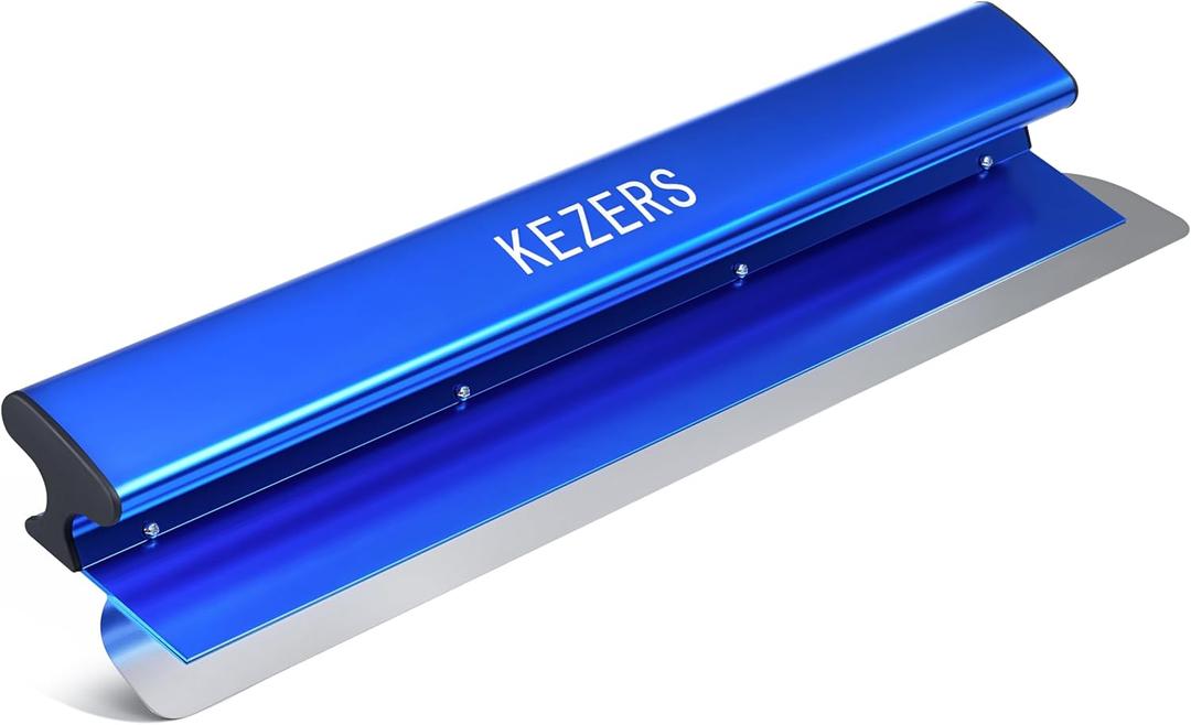 KEZERS 22" / 55 cm Skimming Blade, 0.3mm Stainless Steel Blade, Smoothing & Knockdown Drywall Knife, Extruded Aluminum, Durable Wall-Board, High-Impact End Caps