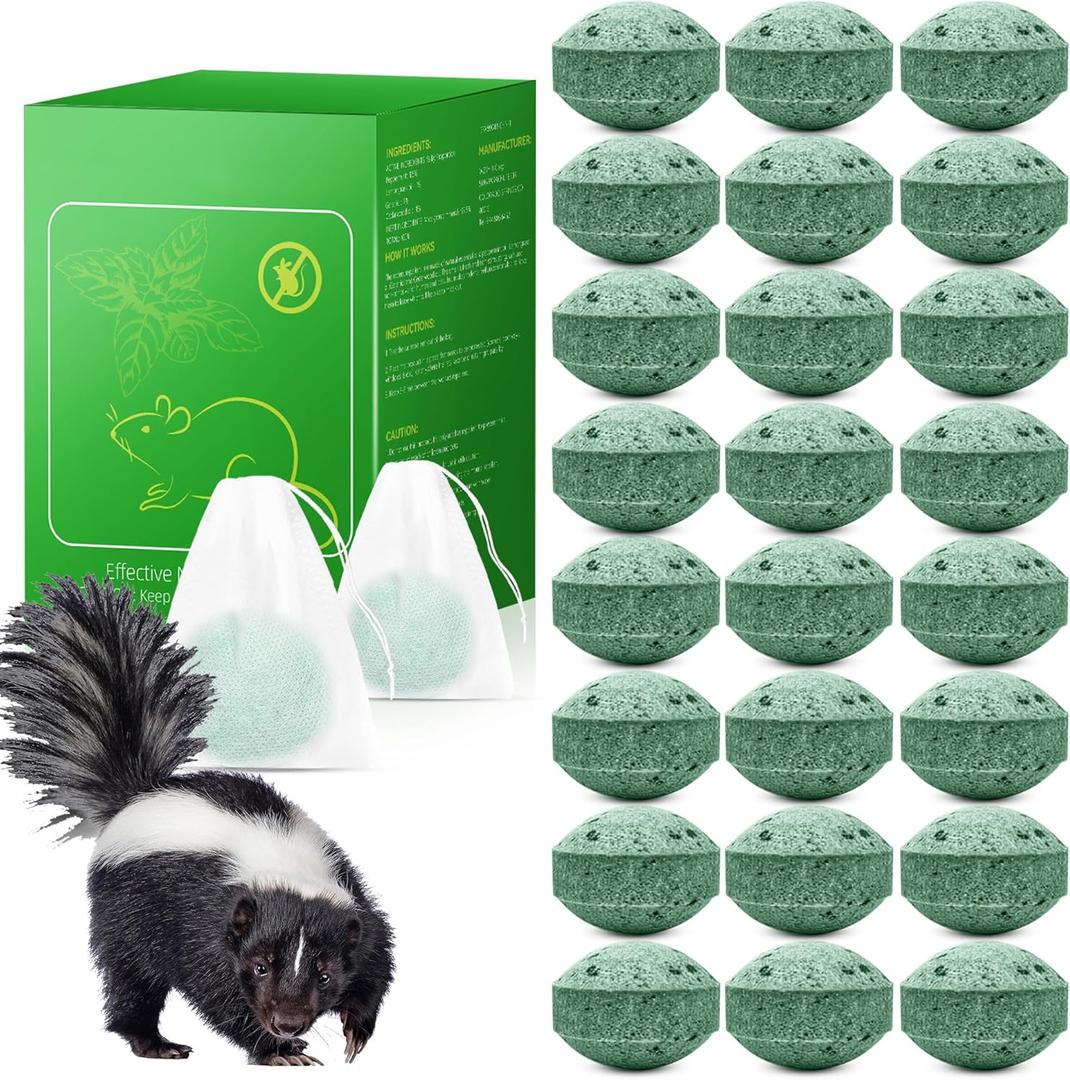 24 Pack Skunk Repellent for Yard - Bat Repellent, Mouse Repellent for Cars Energine, Keep Rodent Away for Yard, Safe for Pets & Children (Yellow)