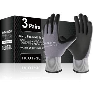 NEOTRIL Safety Work Gloves MicroFoam Nitrile Coated Pairs,Breathable Nylon Working Gloves for Men Women S
