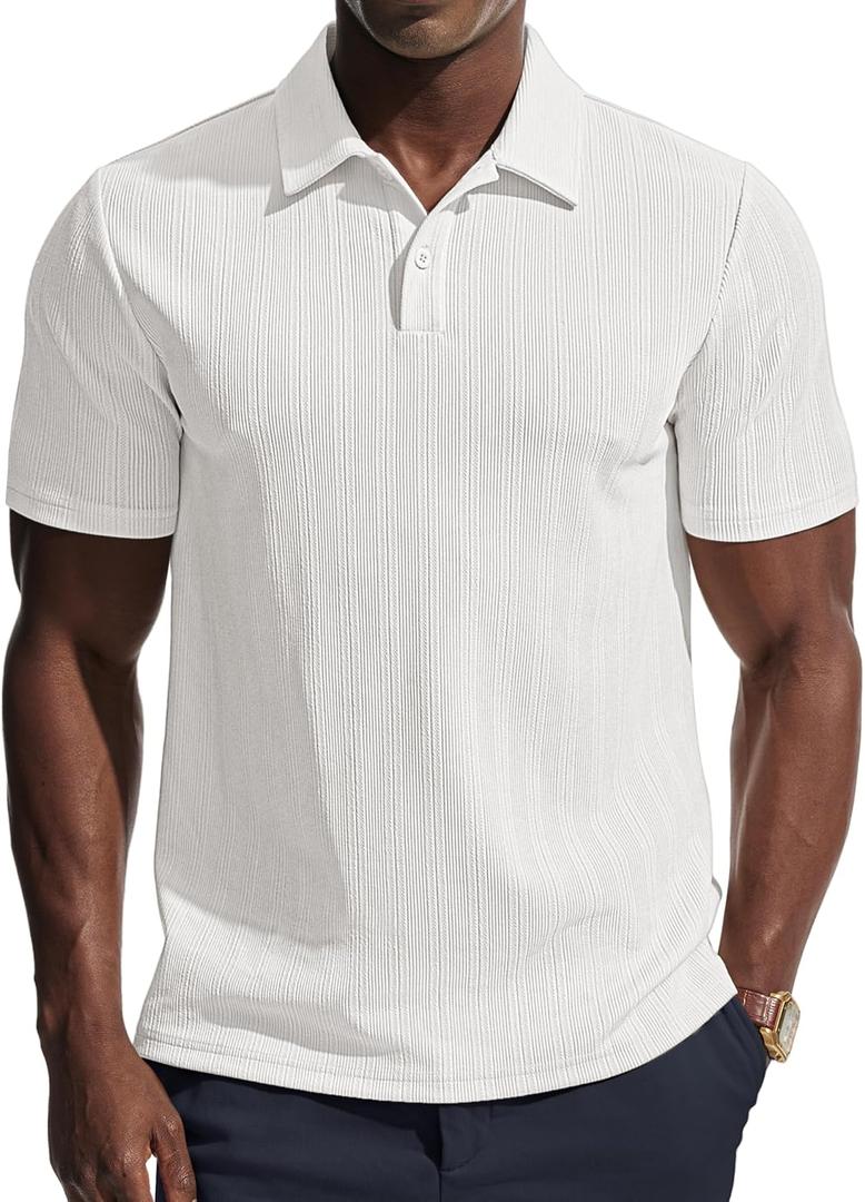 PJ PAUL JONES Mens Polo Shirts Short Sleeve Knit Polo Casaul Collared Polo Shirts Wrinkle-Free Golf Polo (XL)