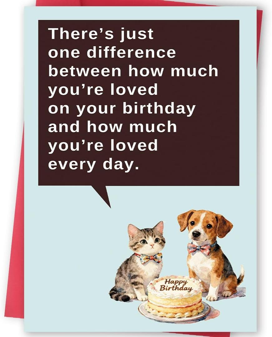 2 x Happy Birthday Card for Cat Dog Lover, Funny Birthday Card Gift for Dog Cat Dad Mom Friend Women Men (FY-309)