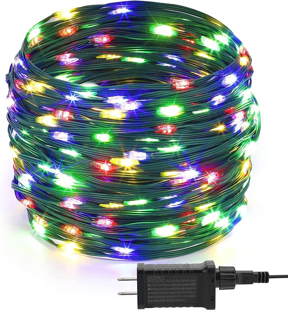 1000 LED Christmas Lights Outdoor Indoor,110Ft 8 Modes Warm White End-to-End Connectable Fairy String Light Plug in for Xmas Tree Party Wedding Outside Decorations