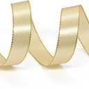 Pure Color Ribbon for Gift Wrapping,Arts Crafts Sewing 25 Yard Each Roll Satin Ribbon for Flower Bouquet Ribbons for Christmas Tree DIY Decoration (Golden, 5 Mixed Width)