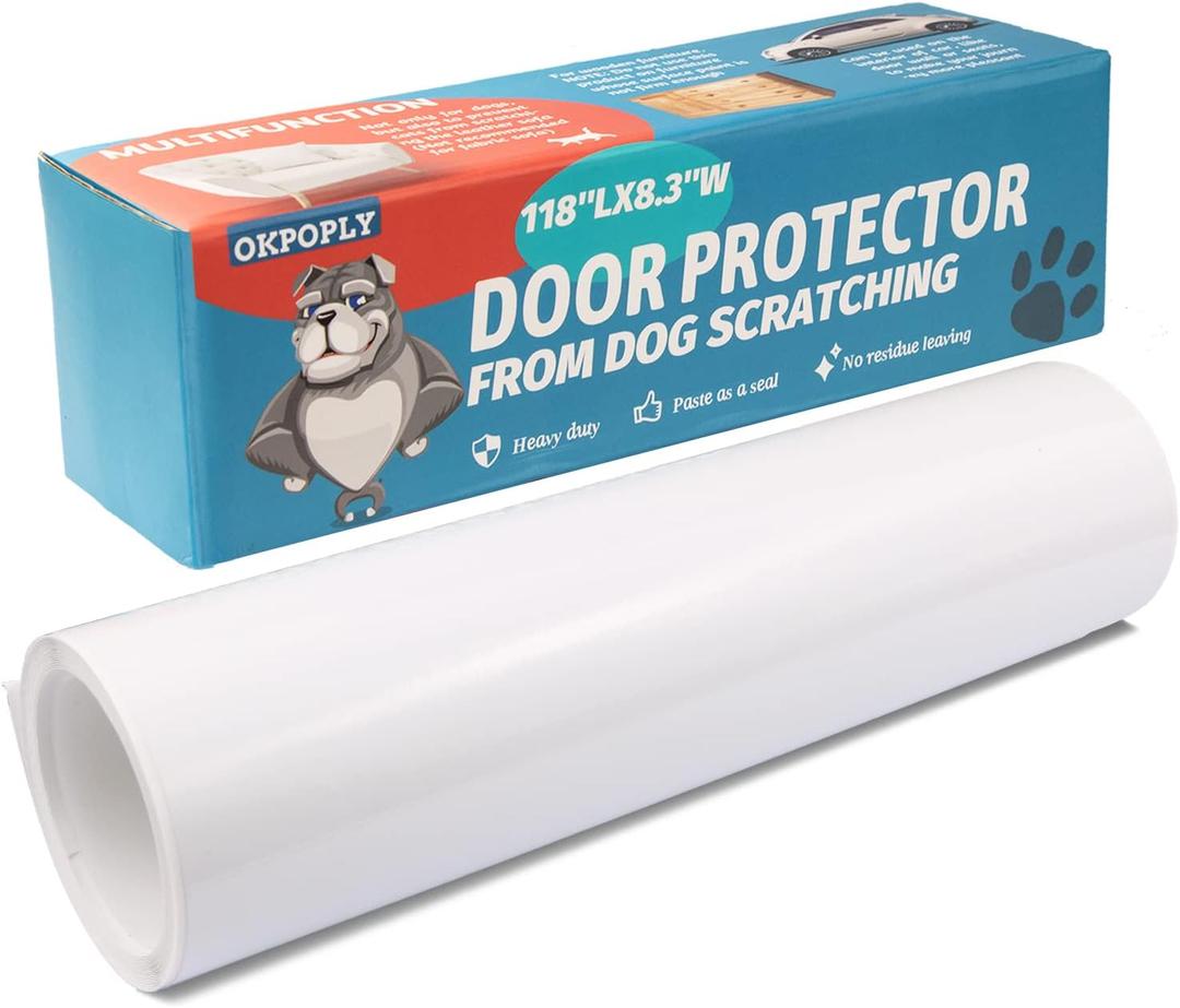 Door Protector from Dog Scratching, Clear Vinyl Dog Scratch Door Protector Heavy Duty Anti Claw Shield Guard for Wall Window Furniture