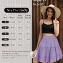 THHGPO Women's Basic Mini Skirts Versatile Flared Cotton Ruffle Elastic Waist A-Line Casual Short Skirt (Purple, M)