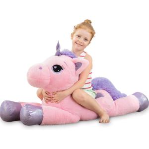 Unicorn Stuffed Animal Giant 43" Stuffed Unicorn Plush Pillow, Cute Stuffed Animal Toy Big Size Plushy Fluffy, Gifts for Kids Girls Boys Girlfriend, Pink
