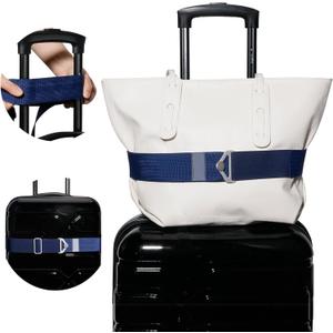 TOOVREN 2-in-1 Luggage Straps Add a Bag Bungees Travel Belt for Luggage Strap for Backpack Attachment Over Handle Carry On Bag Adjustable Elastic Suitcases Belt Travel Accessories Blue (37-47" Length)