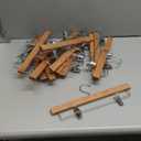 Nature Smile Solid Lotus Wood Deluxe Wooden Pants Hangers Bottom Hanger Jeans Hanger Skirt Hanger with 2-Adjustable Clips Anti-Rust Hook Pack of 10 (Natural)