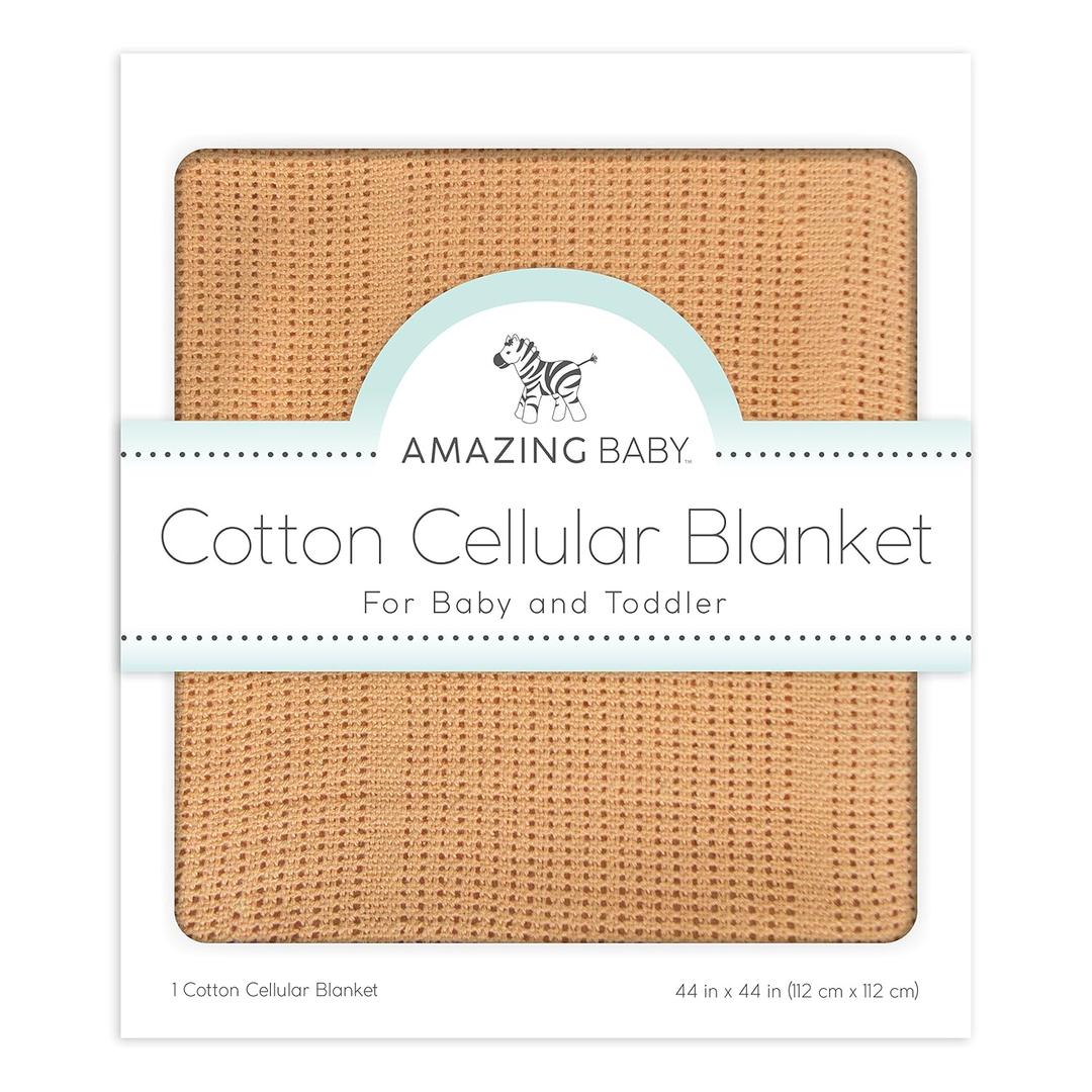 Amazing Baby Cellular Blanket, Premium Cotton Knit, Ultra Soft, Breathable, Cozy Gift for Baby Boys and Girls, Favorite Toddler Blanket, 44 x 44 inches (112 x 112 cm), Butterum