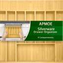 Cutlery Trays for Kitchen Drawers, 20.6" W Bamboo Flatware Utensil Organizer for Kitchen Drawers, Silverware Drawer Organizer Tray, Cutlery Cabinet Storage Divider Insert