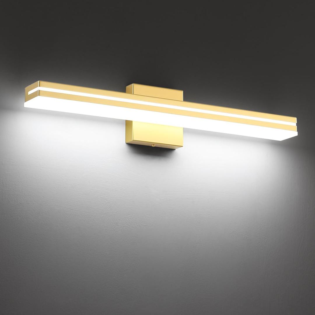 SineRise 24-Inch LED Modern Bathroom Vanity Light Bar, Gold Modern Acrylic Bathroom Wall Lighting Fixtures Over Mirror (Cool White 6000K)