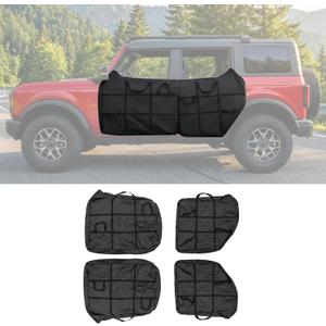 4PC Door Bags Compatible with 2021-2025 2026 Ford Bronco Front and Rear Door Bags Hard Door Portable Storage with Carry Handle for Ford Bronco Accessories 4 Door (Front and Rear 4pcs)