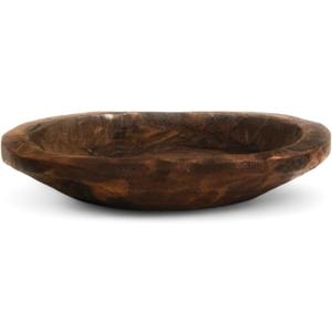 9"10" Dark Farmhouse Brown Mini Dough Bowl Small Wood Decorative Bowl - The Itty Bitty Bowl Dark Farmhouse Brown