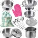 Cookware Pots and Pans Play Set with Cooking Mini Stainless-Steel Kitchen Cooking Utensils Toys,Pretend Toys for Kids, EducationalDevelopment Toy Kitchen Playset Accessories for Kids