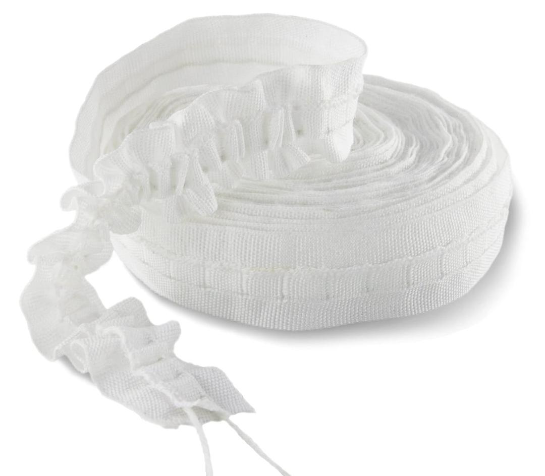 MJMP Curtain Pleating Tape 10 Yards White British Style, Perfect for Making Home Decor Projects.(10 Yards 1 Inch)