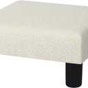 Joveco Small Foot Stool Ottoman, Cotton Line Square Footstool Upholstered Footrest Foot Rest for Chair, Under Desk, Office, Living Room, Pinstripe White