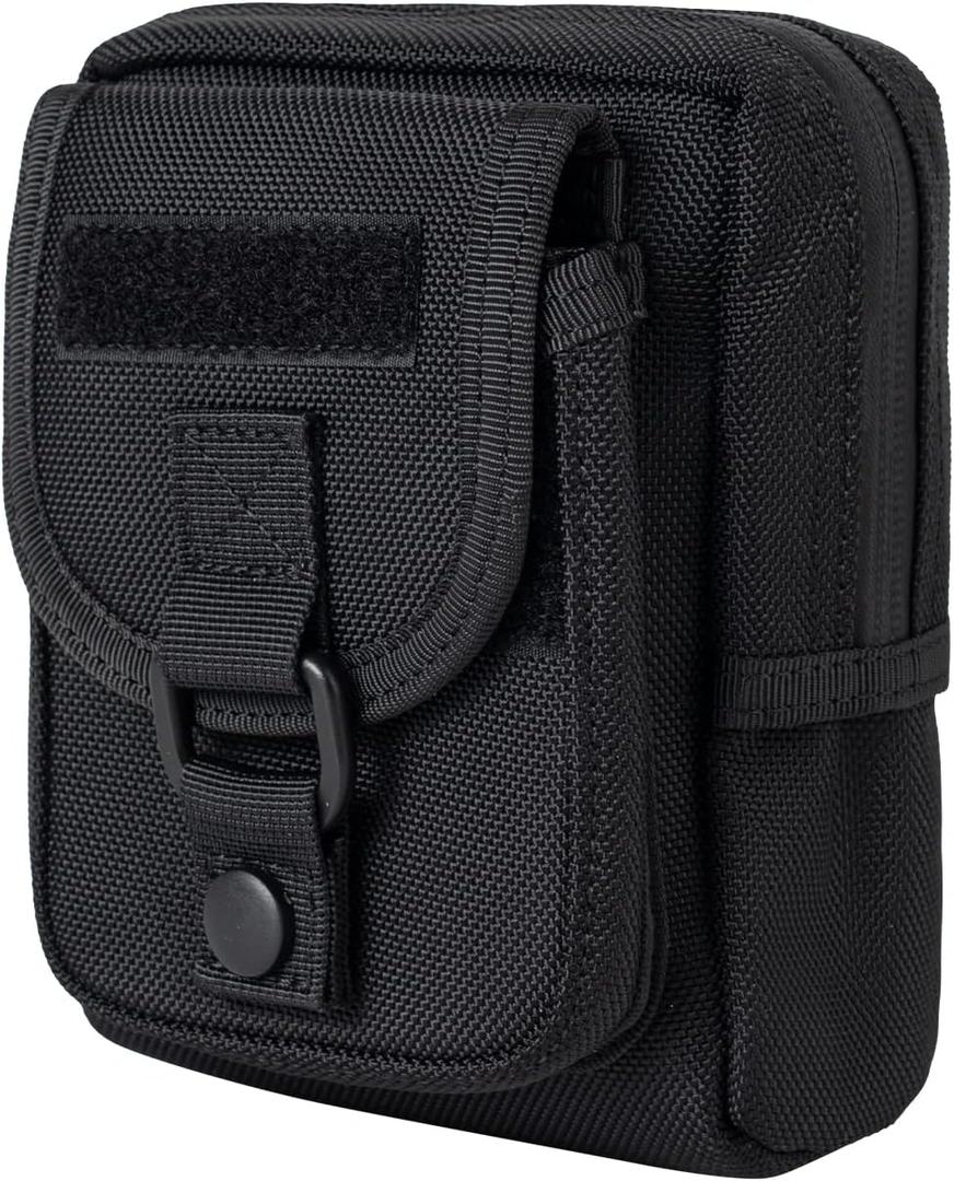 Compact Utility Gadget Pouch Tactical MOLLE Nylon Duty Belt Pouches for Police Law Enforcement Work EDC Small Tool Waist Bag for 6.1" Cellphone Outdoor Camping Hiking Organizer (Snap Flap Standard Size)